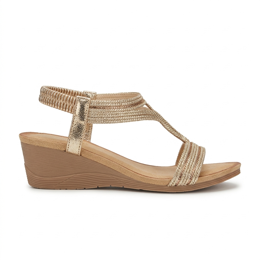 Cynthia Wedge Back Elastic Crochet Sandals