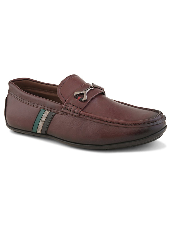 Ethan Bordo Leather Buckle Loafers