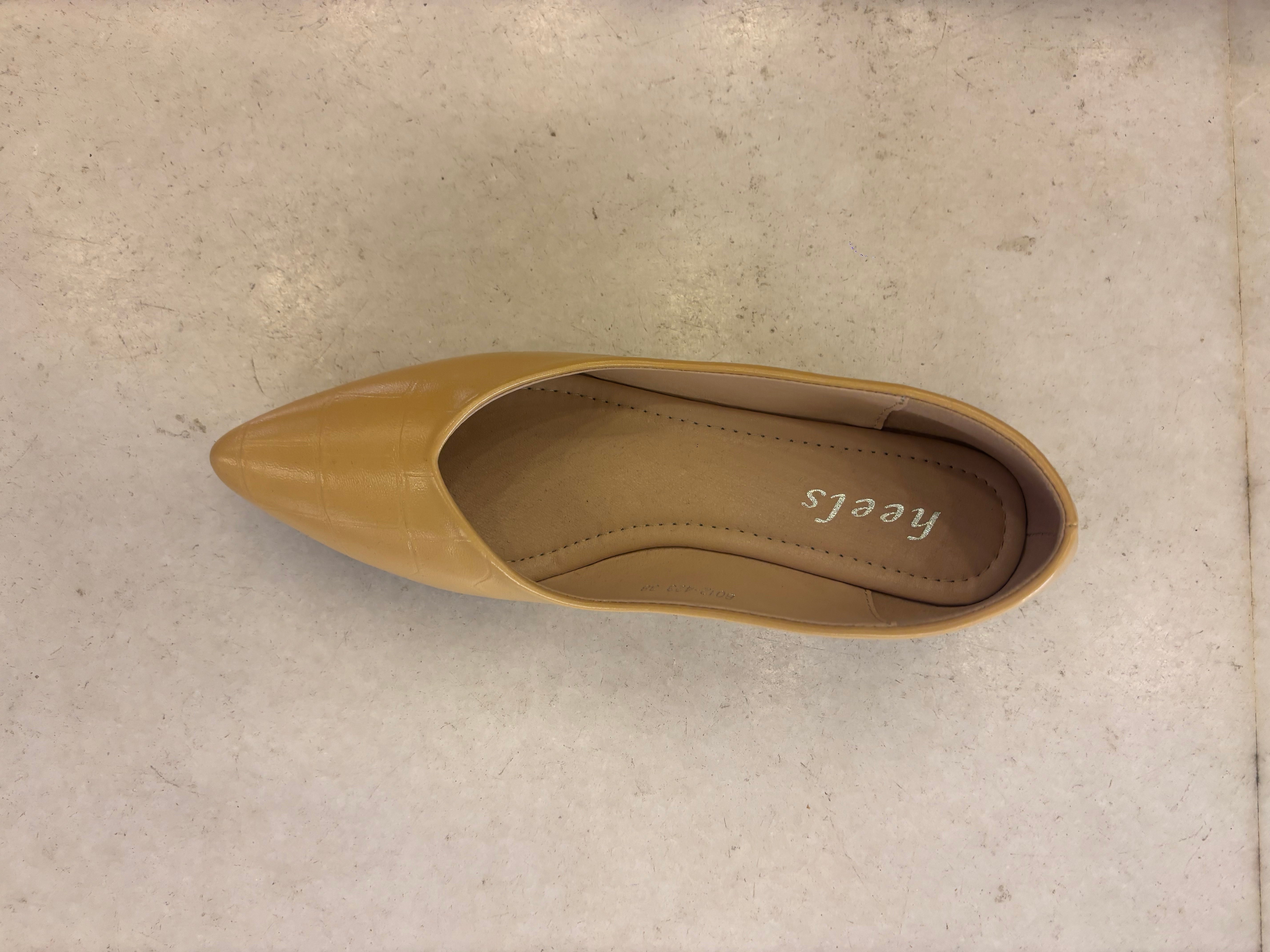 Chloe Croco Pointed Mid Heel Ballerinas