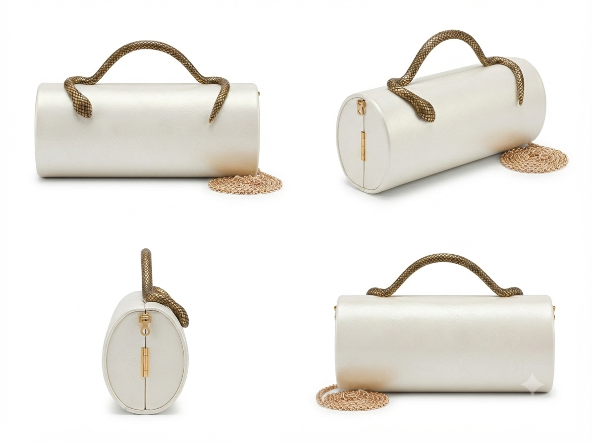 Metallic Snake Handle Clutch Bag