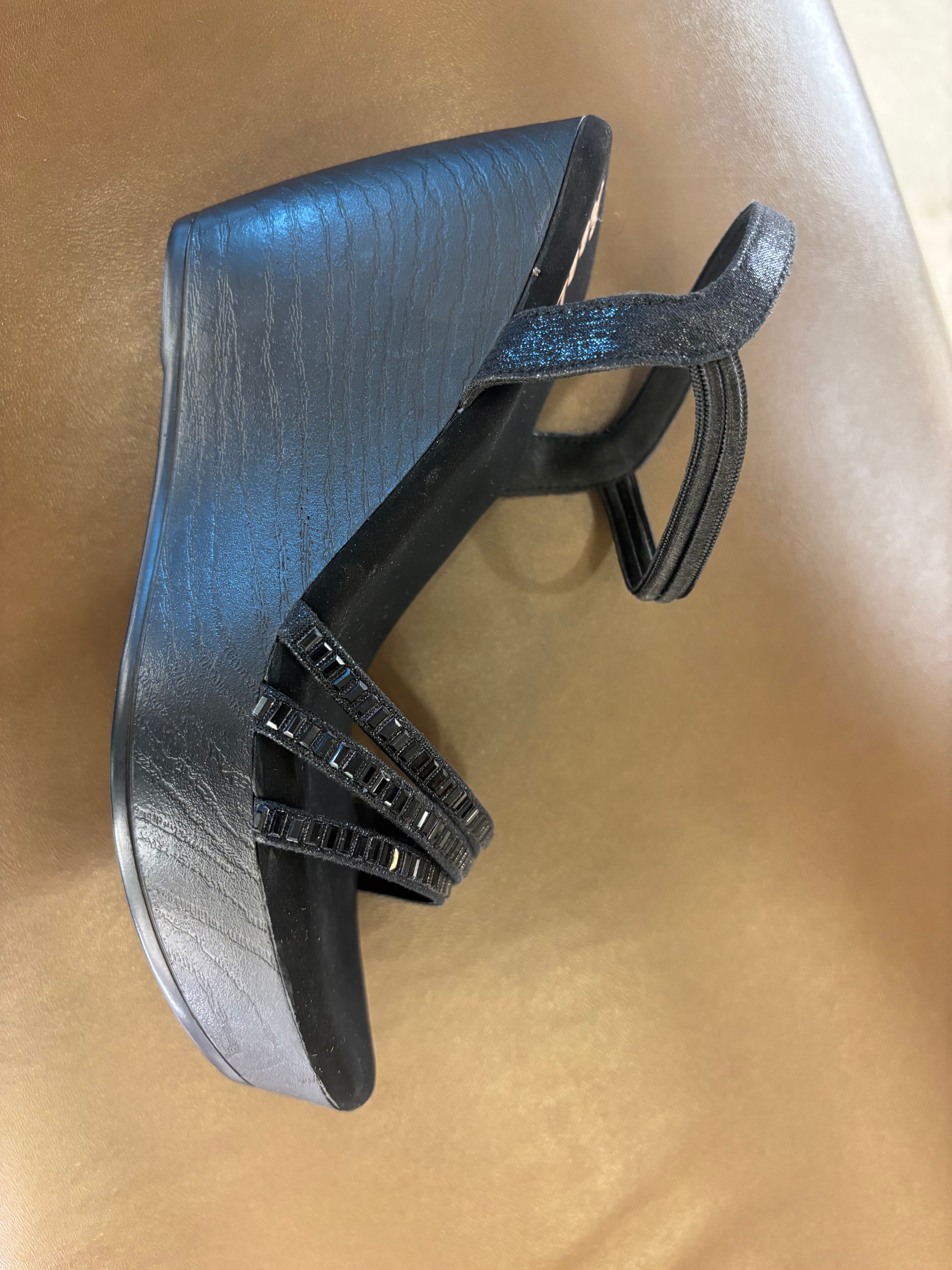 Noor Bling Back Elastic Wedge Platform Heels