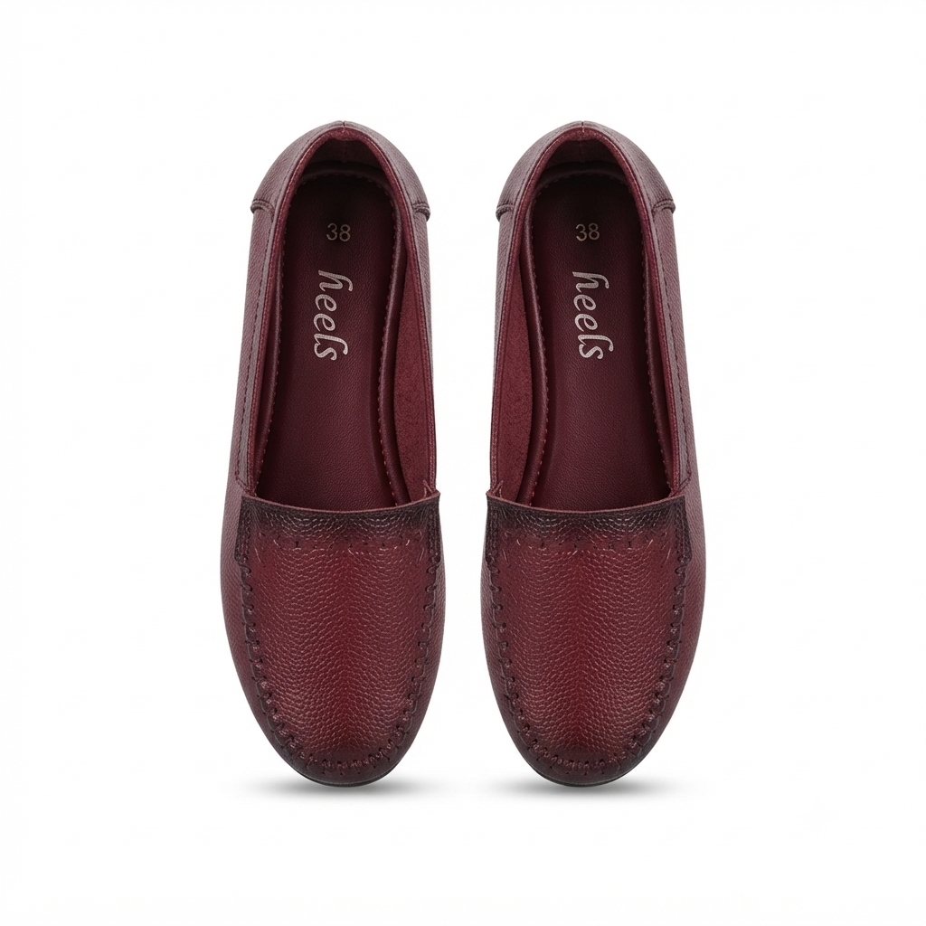 Lizzy 3.0 Leather Classic Ballerinas in Maroon - The Heels India