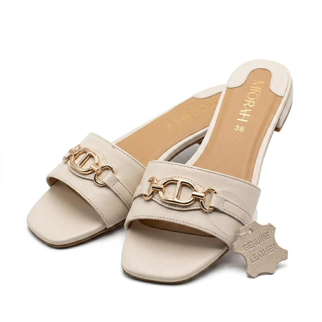 Sloane Premium Leather Cushioned Summer Sliders