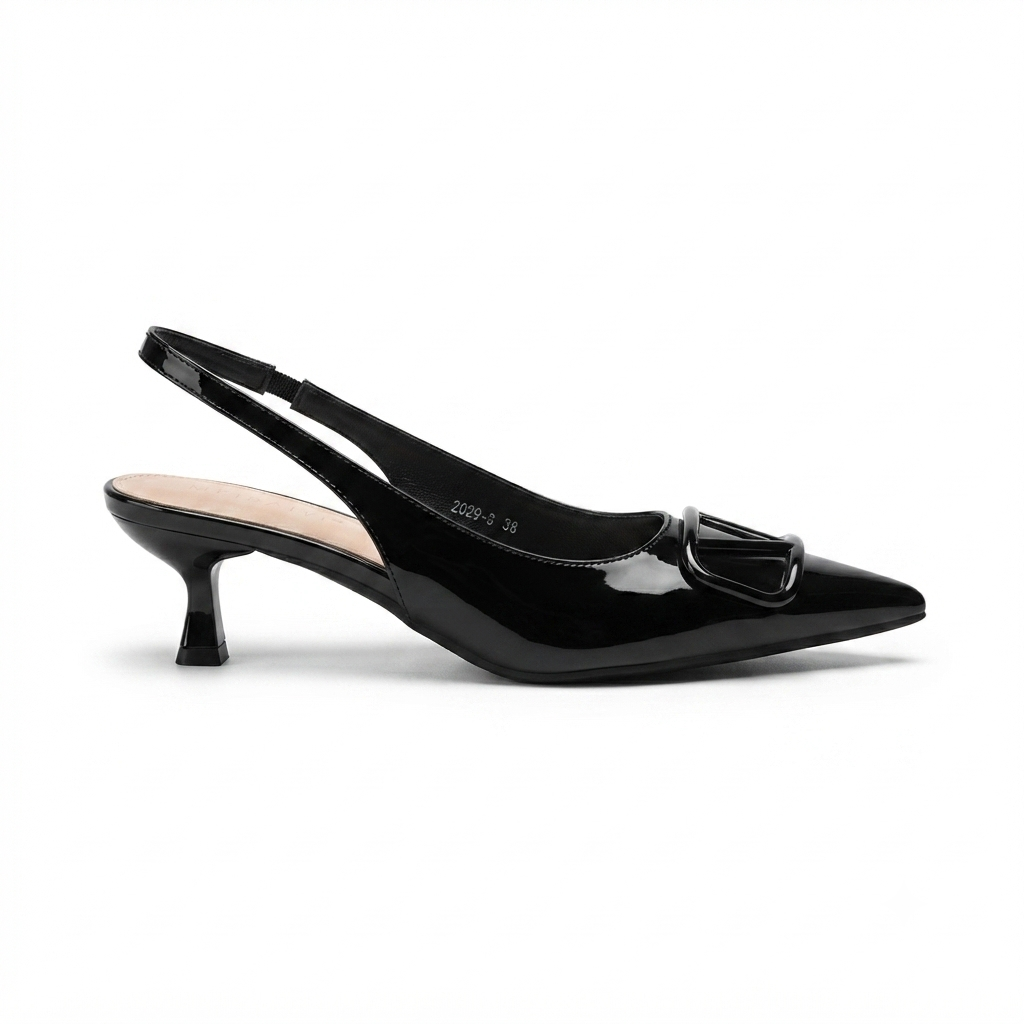 Valeria Premium Patent Slingback Kitten Heels