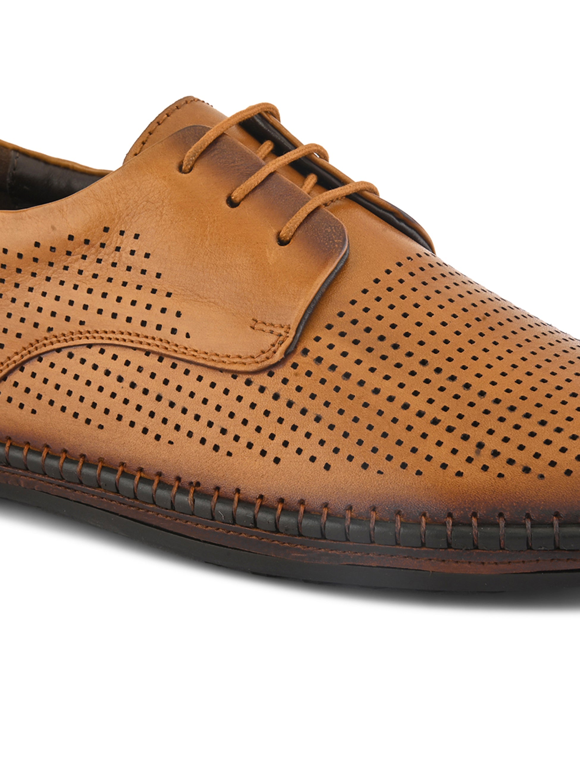Anax Casual Perforated Leather Derby Shoes