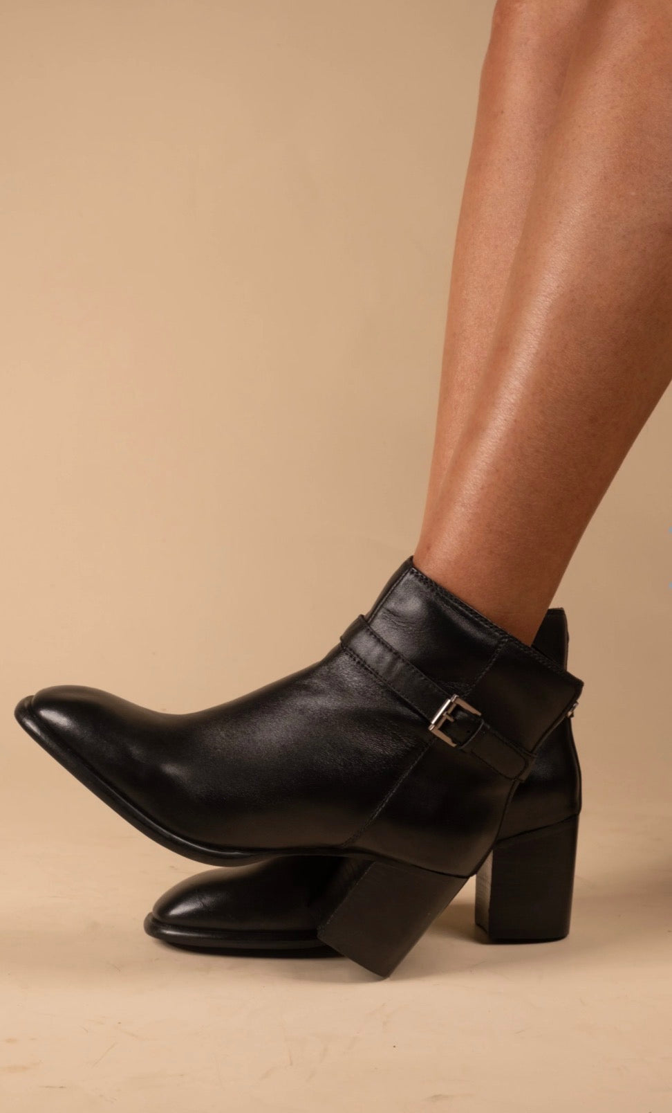 BOLD Luxury Leather Ankle Block Heel Boots
