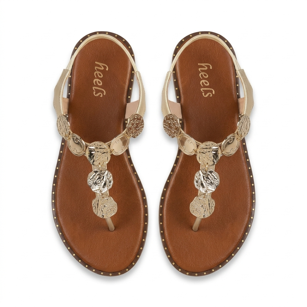 Reba Cushioned Comfort Back Elastic Coin Sandals