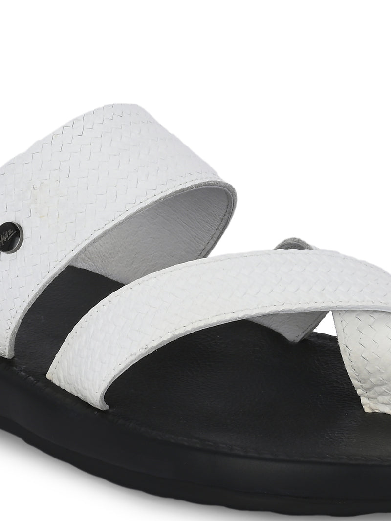Lustral White Leather Slippers HT