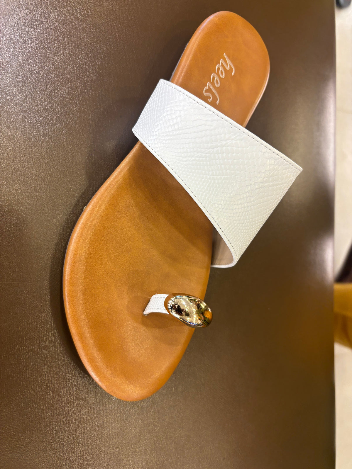 Nova 3.0 Buckled Cushioned Thumb Sliders in White - The Heels India