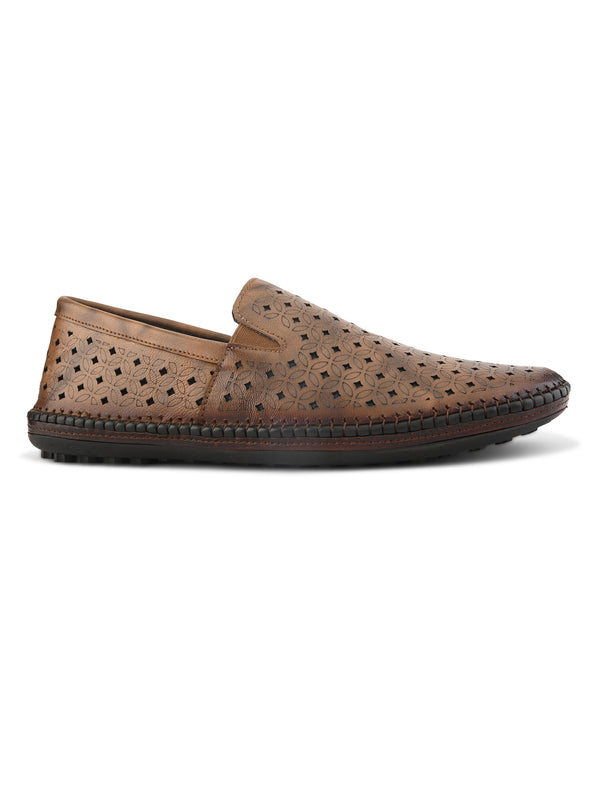 Romano Tan Leather Ethnic Slip ons