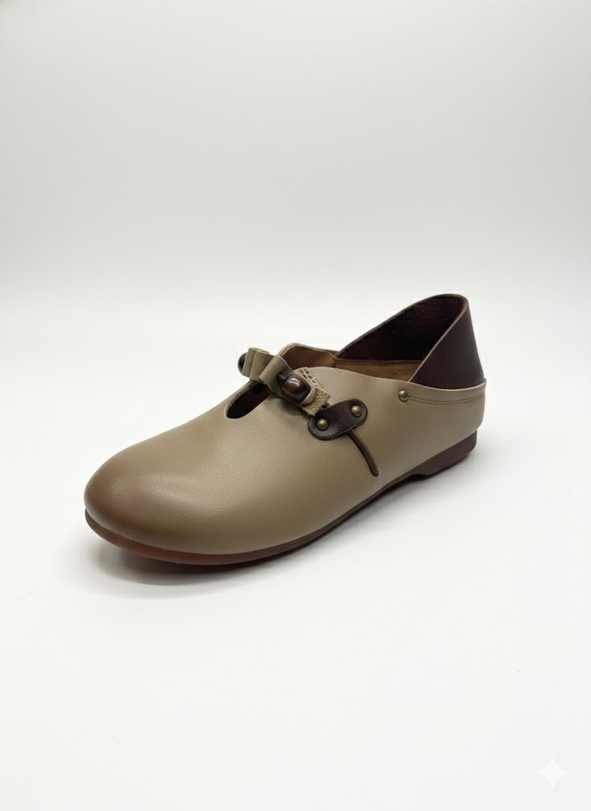 Paola Premium Leather Mid Strap Loafer Shoes
