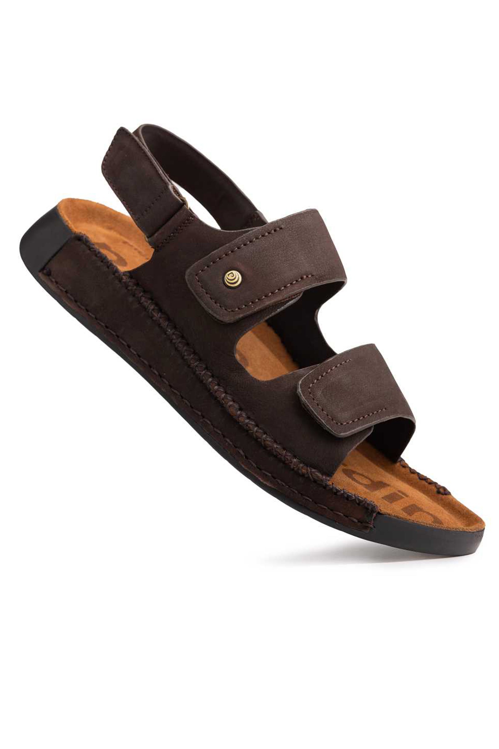 Double Strap Coffee Leather Sandals - The Heels India