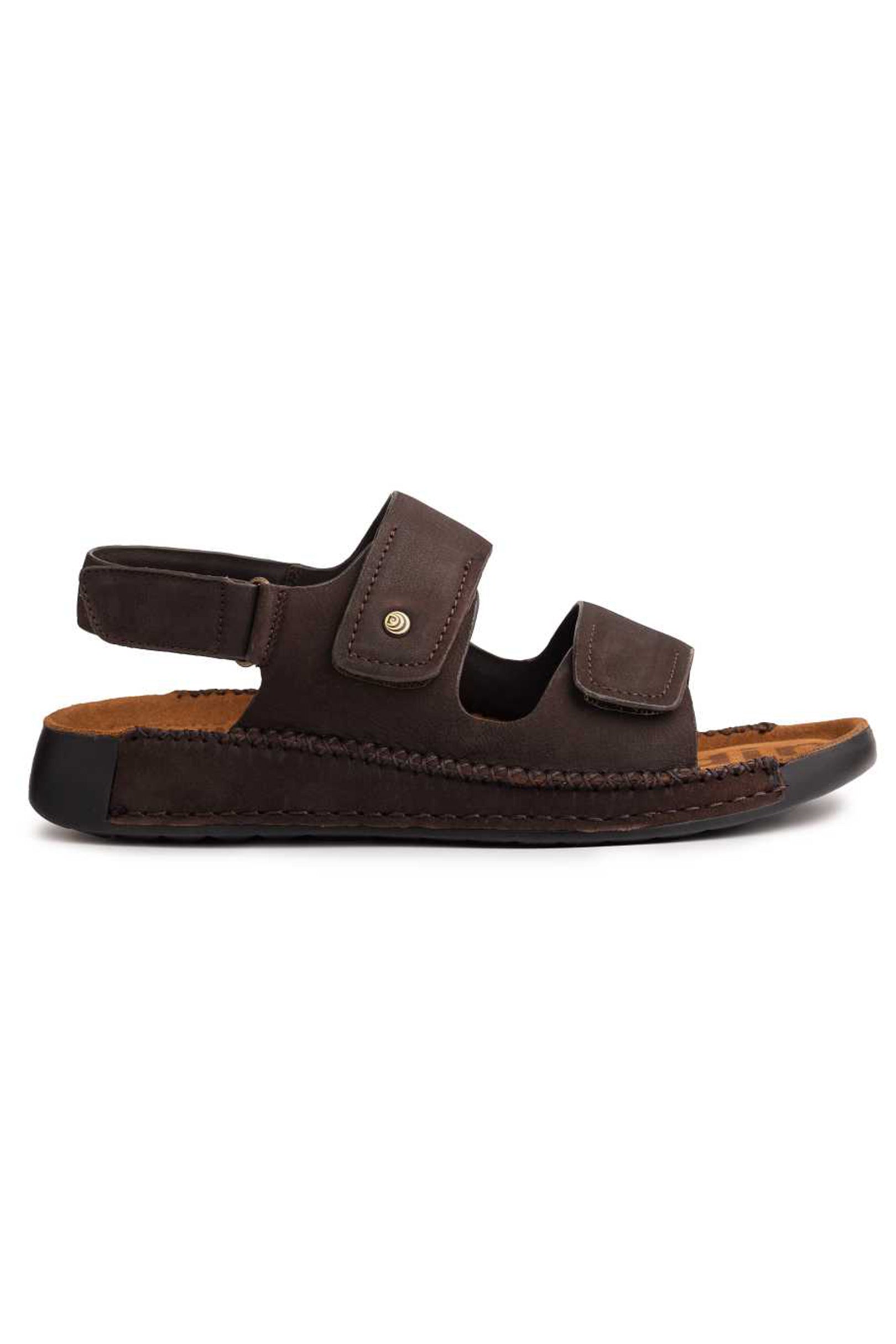 Double Strap Coffee Leather Sandals - The Heels India