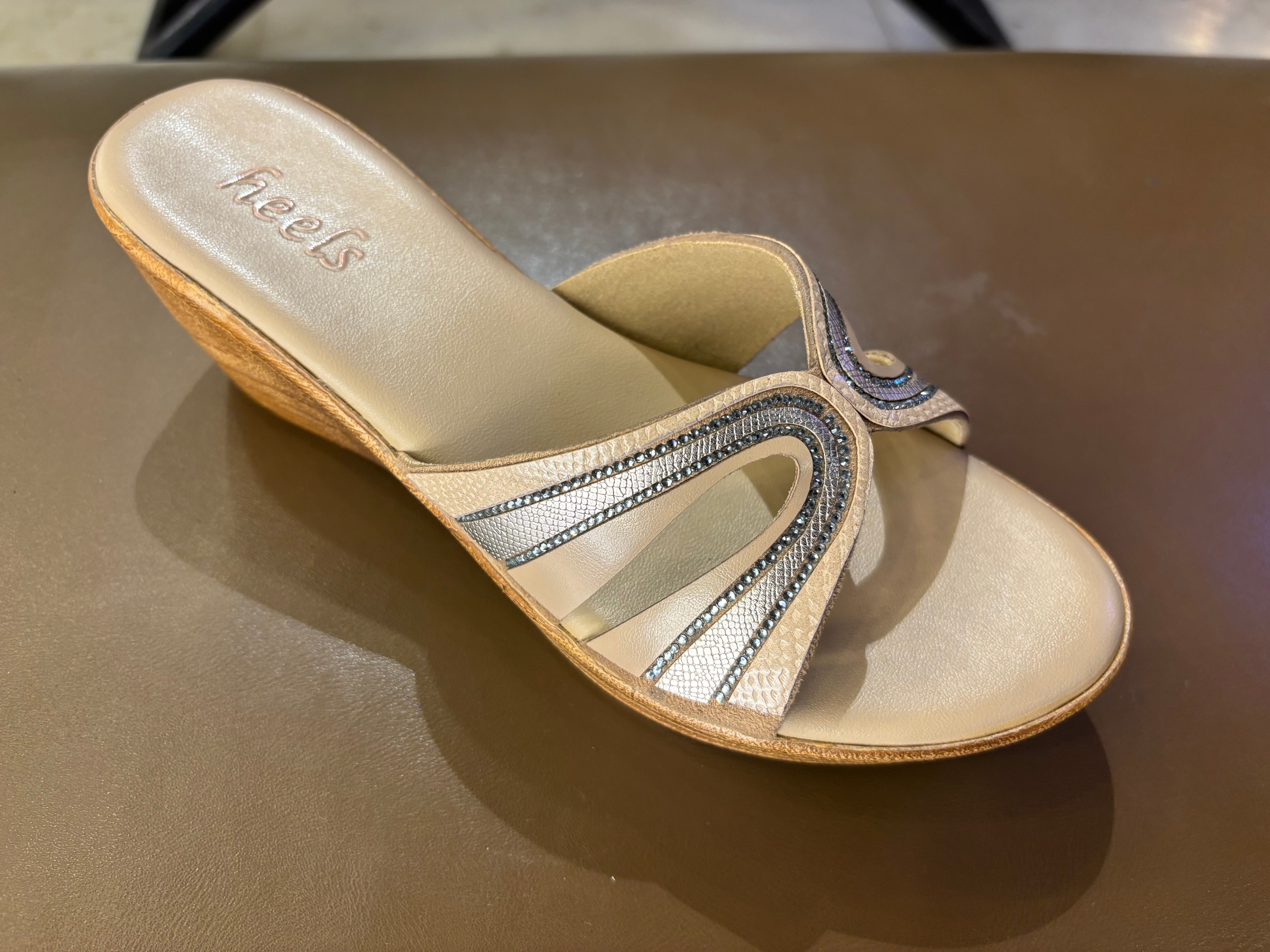 Reina Bling Peep Toe Wedge Heels