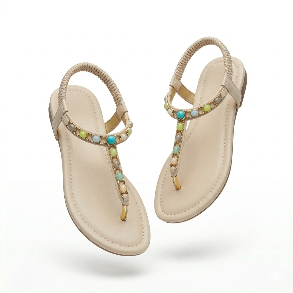 Crimson Embellished Flat Sandals - The Heels India