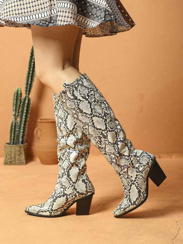 Alison Snake Vegan Knee Boots
