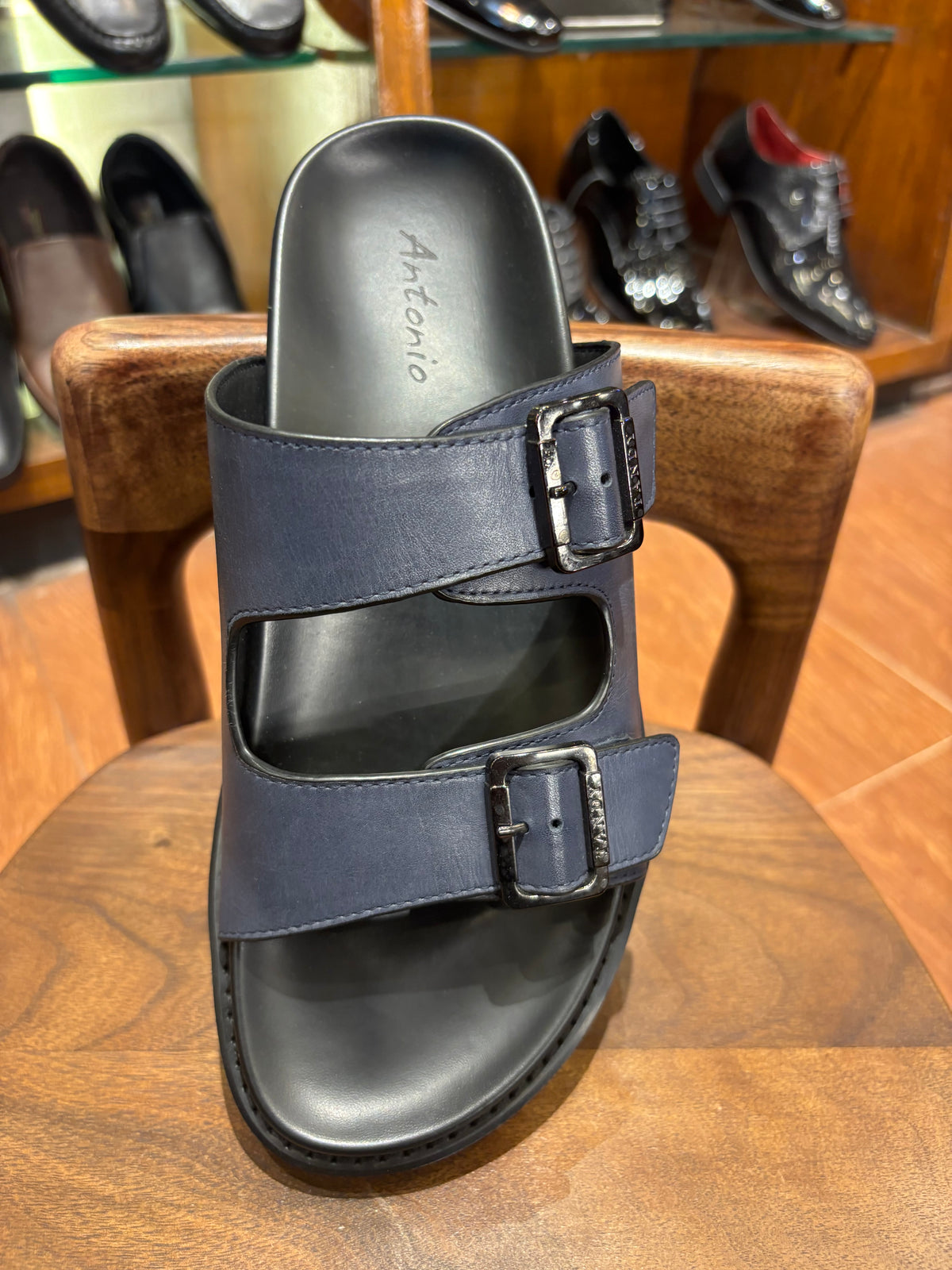 Kai Premium Leather Double Strap Sliders - The Heels India