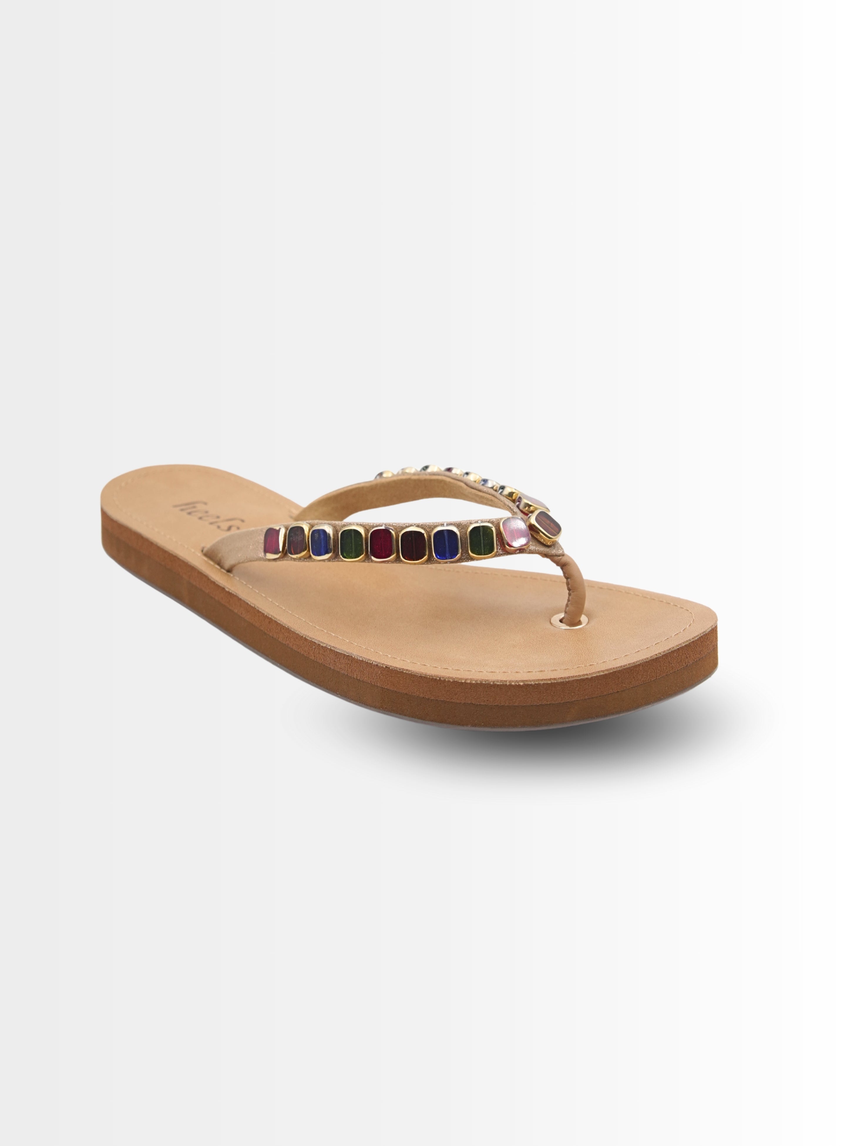 Novelli Cushioned Beads V Strap Slippers