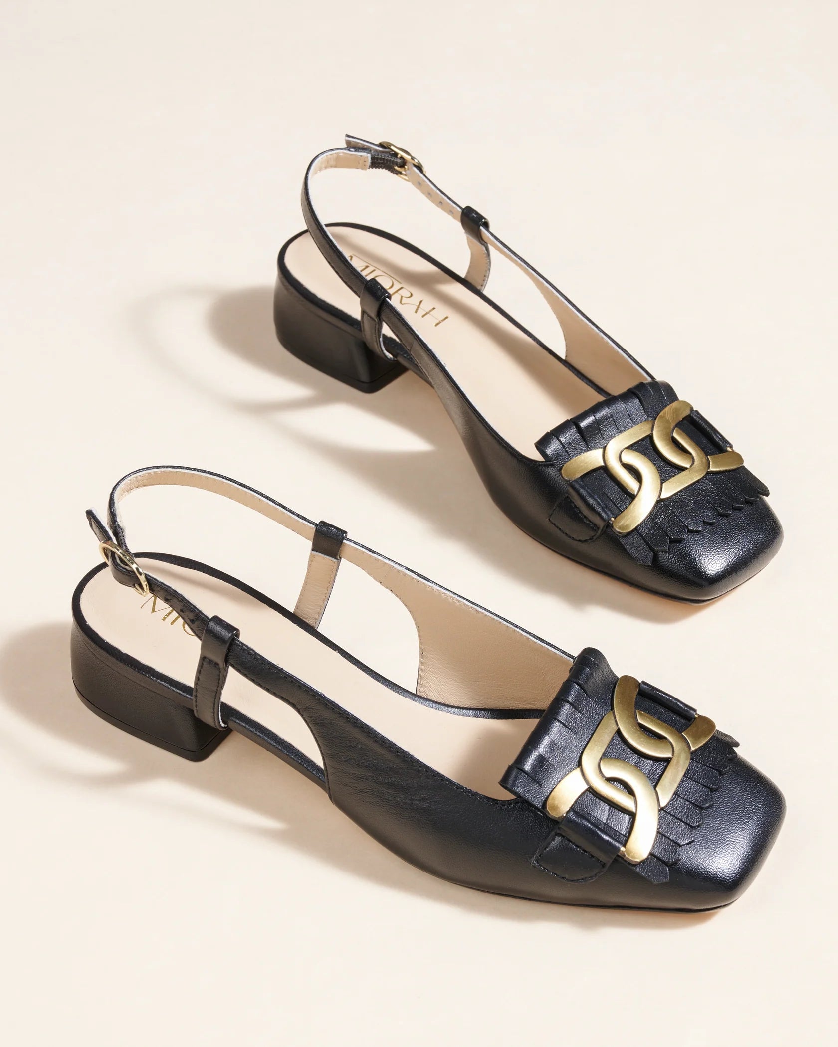 ASTRA Premium Leather Slingback Block Heel Ballerinas - The Heels India