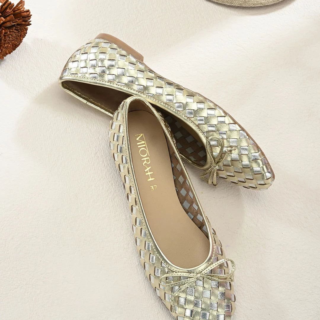 CELINE Premium Leather Weaving Ballerinas