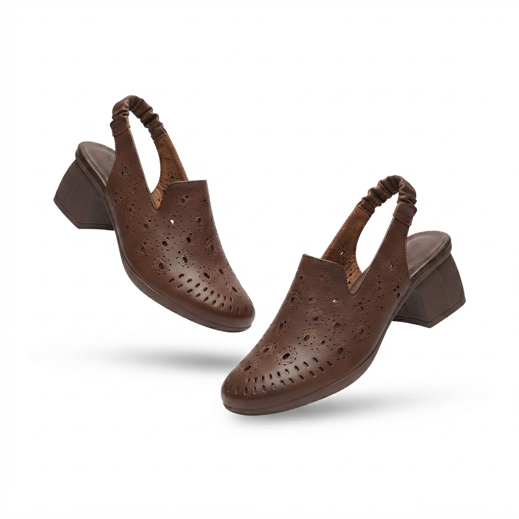 Sakina 2.0 Premium Leather Perforated Slingback Summer Sandals