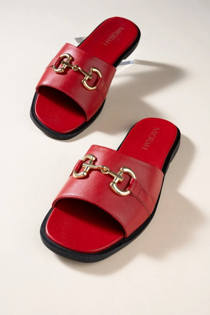 FLUTTER Premium Leather Neon Summer Sliders - The Heels India