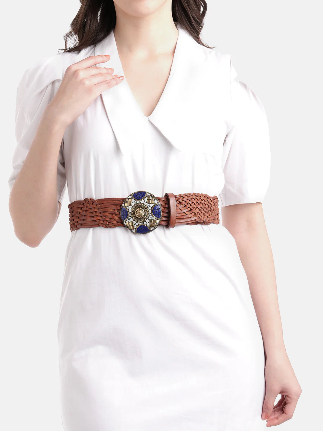 Cognac Womens Genuine Leather Belt