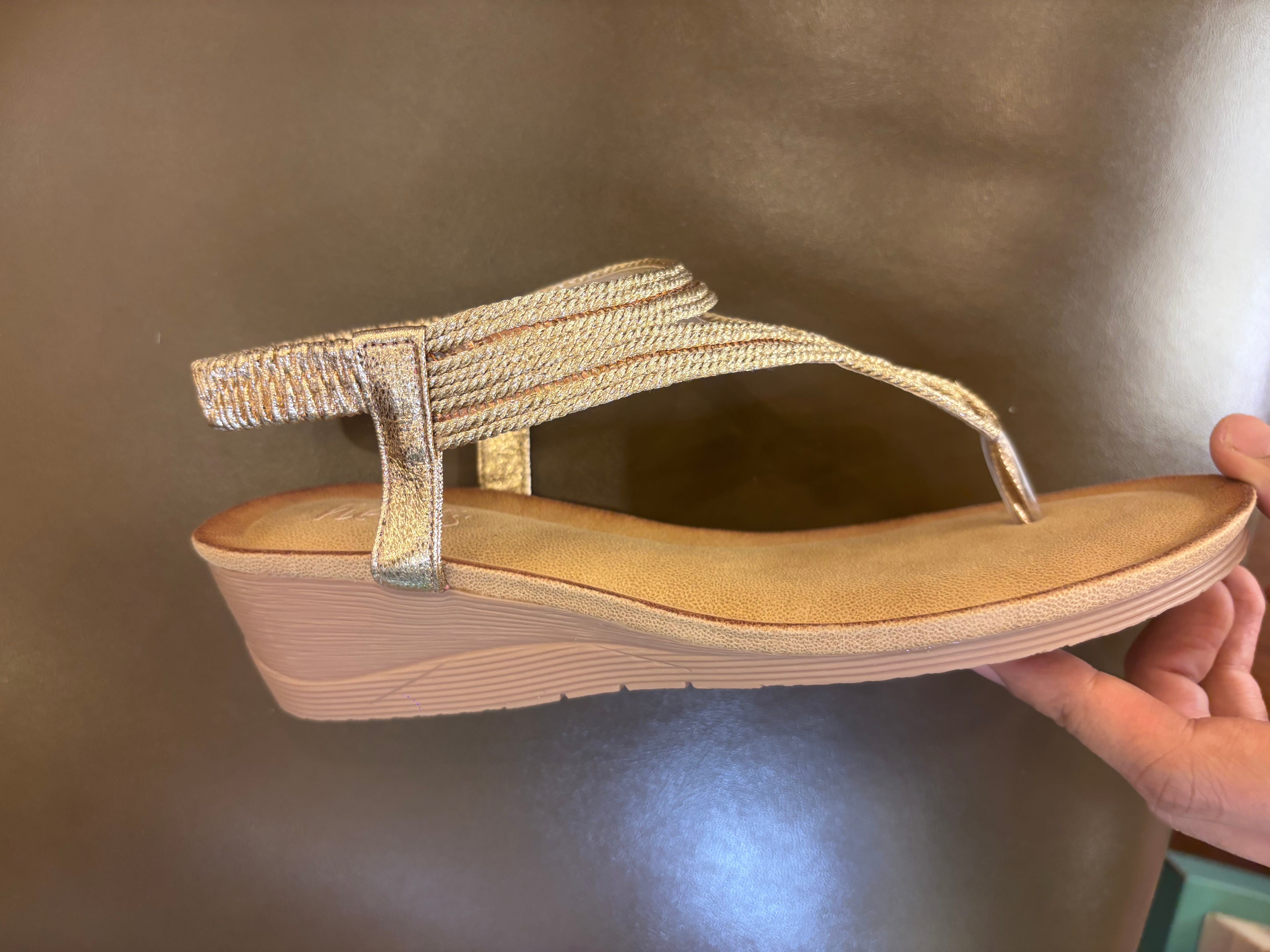 Cindy Wedge Back Elastic Crochet Sandals