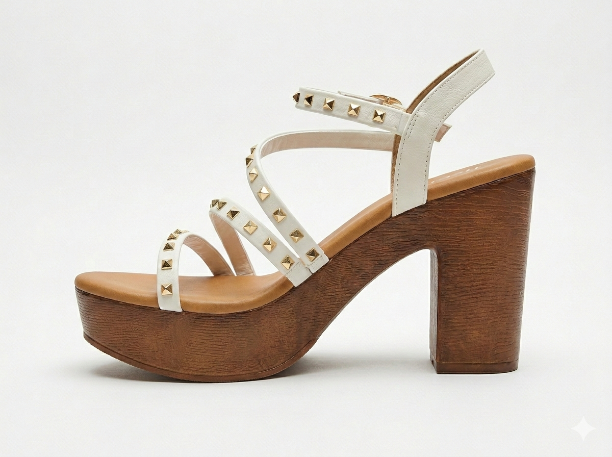 Brigette Studded Summer Platform Block Heel Sandals