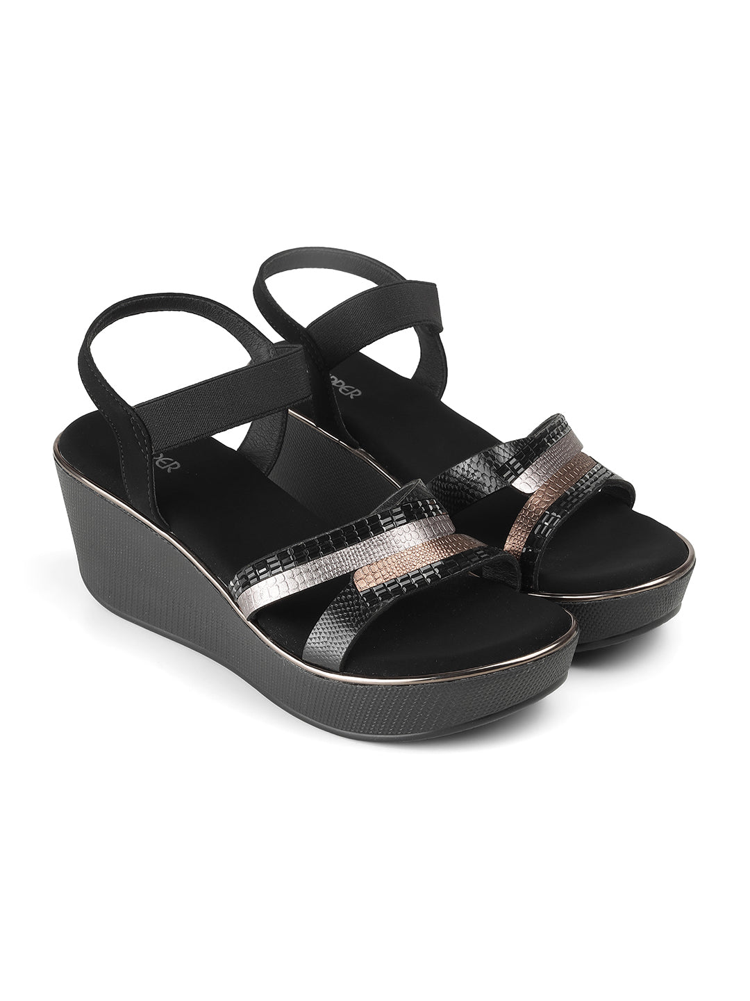 Brielle Bling Back Elastic Wedge Heels