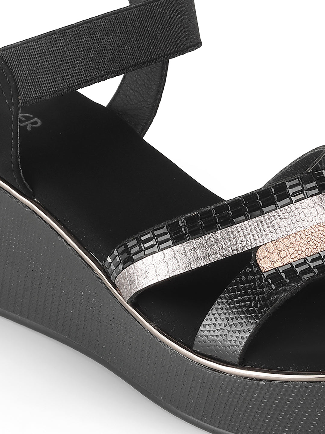 Brielle Bling Back Elastic Wedge Heels