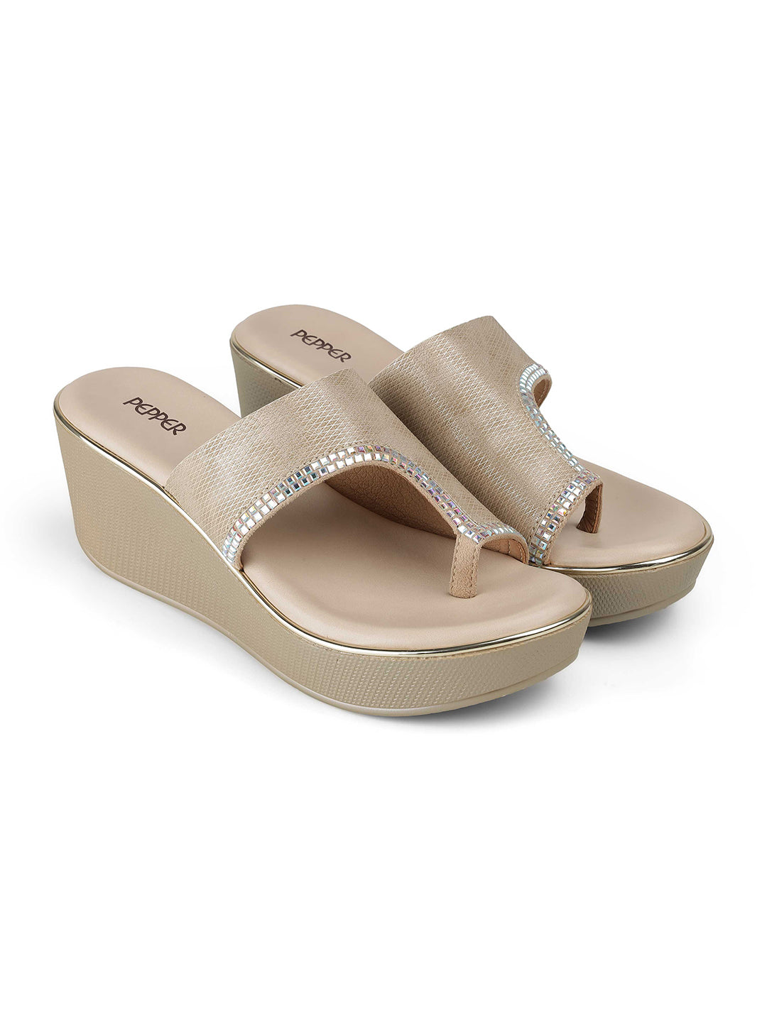 Mira Ethnic Fancy Slip On Wedge Heels