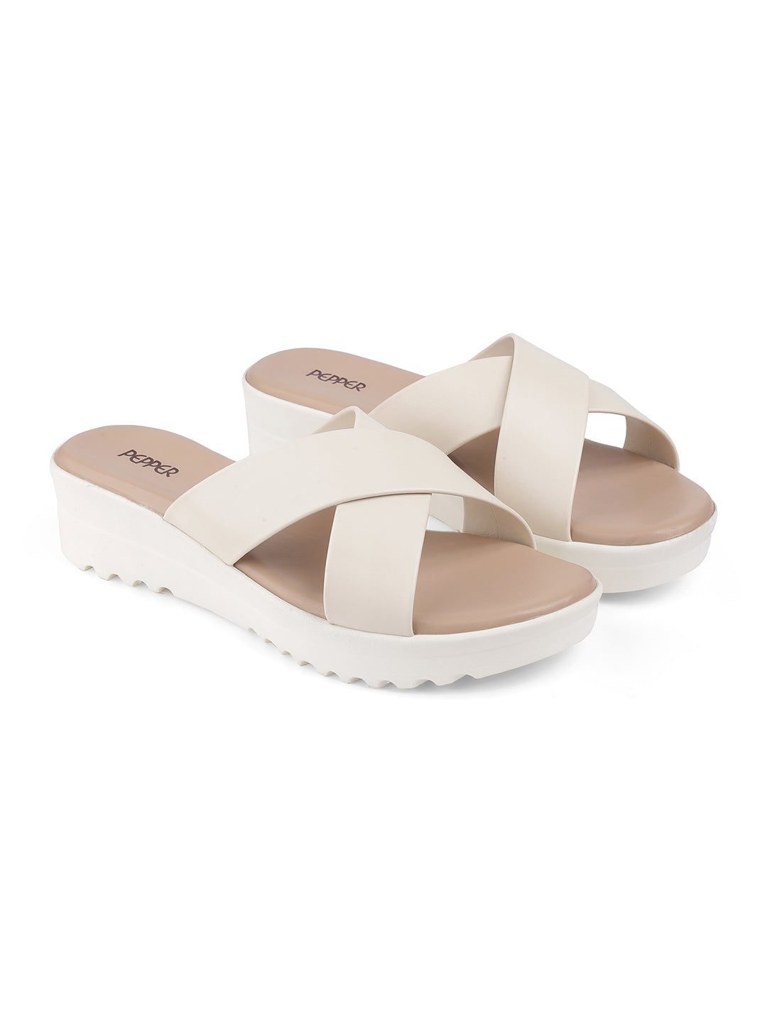 Opera Cushioned Wedge Heel Cross Sliders - The Heels India