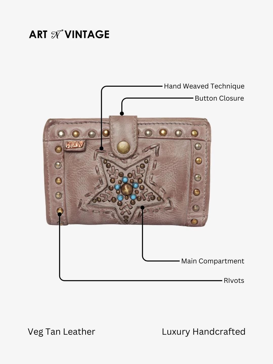 Lucida : Leather Star Studded Small Wallet