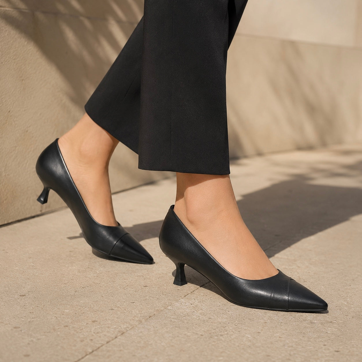 Alba Premium Leather Kitten Heel Stilettos