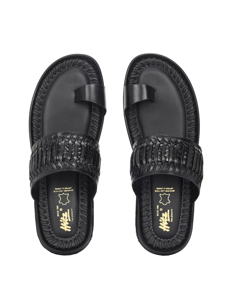 Solano Black Leather Slippers HT
