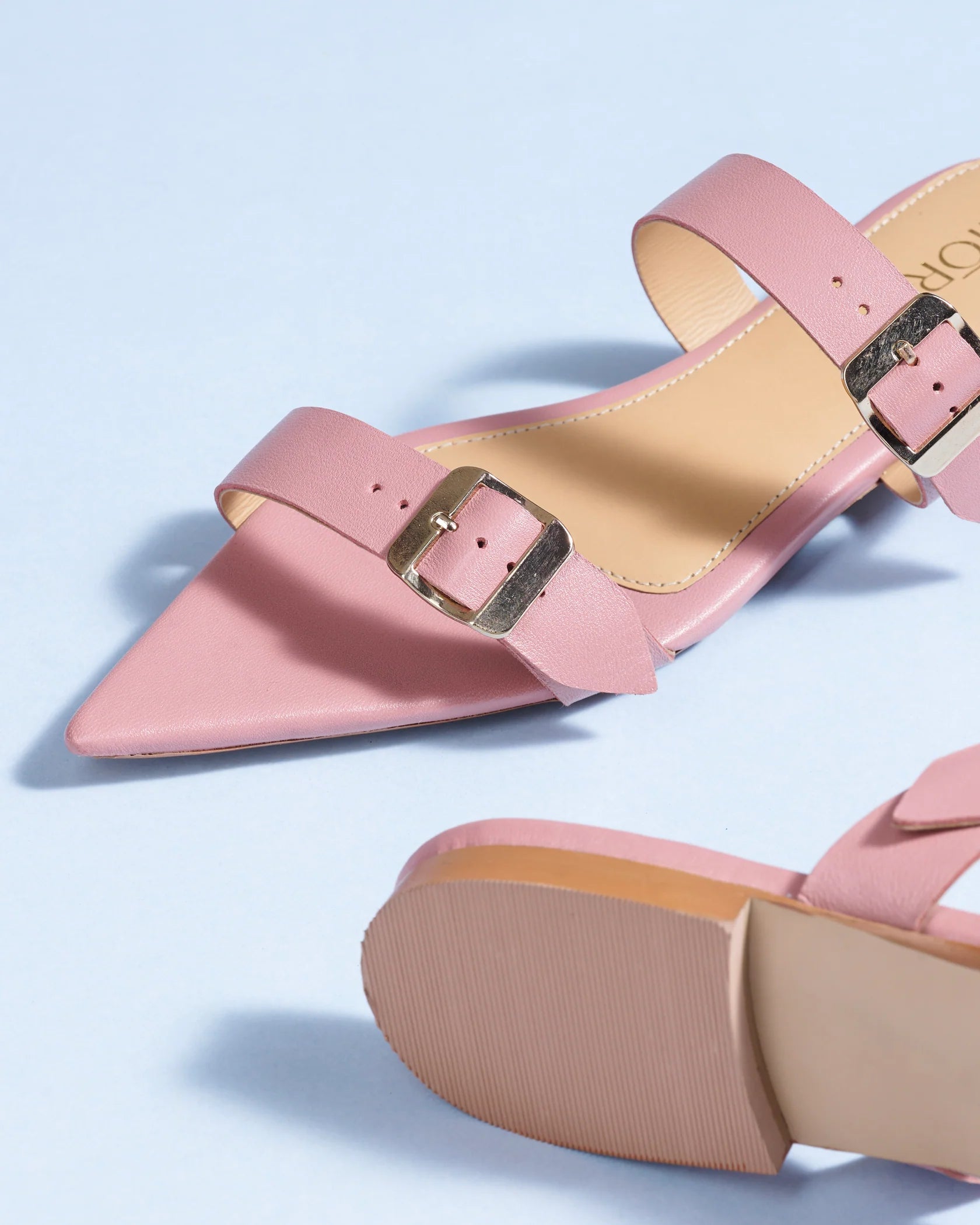 CLEO Premium Leather Open Toe Flat Slippers - The Heels India