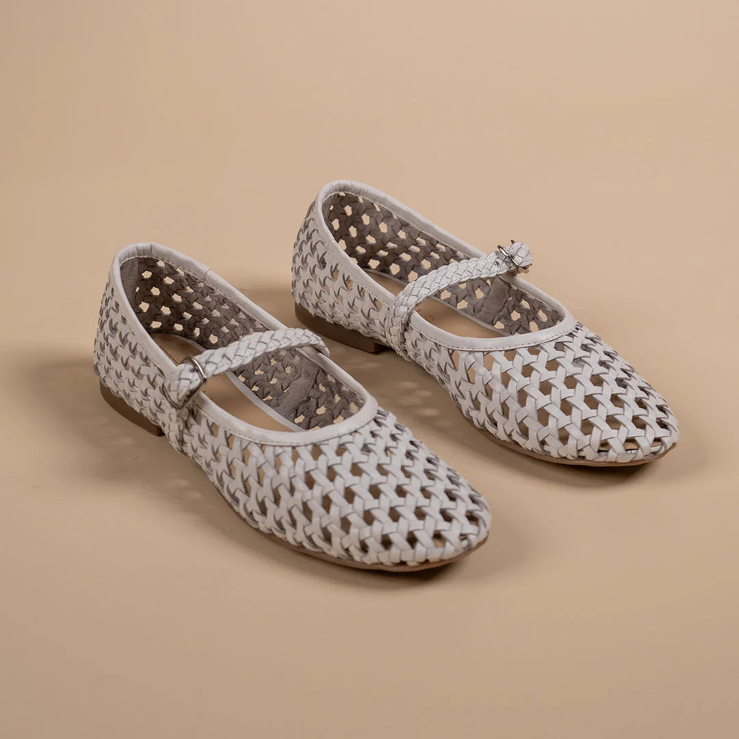 GLINT Premium Leather Mesh Flat Ballerinas