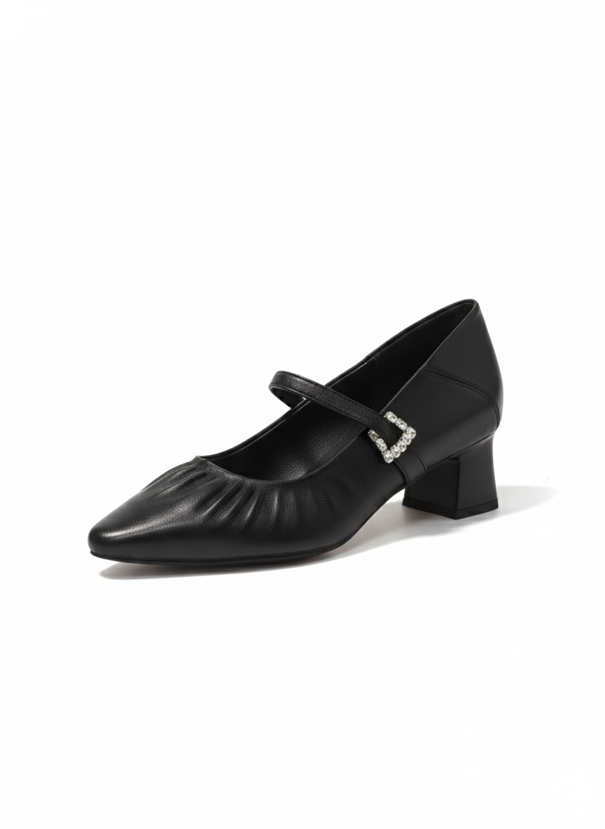 Florence Premium Leather Mary Jane Block Heels