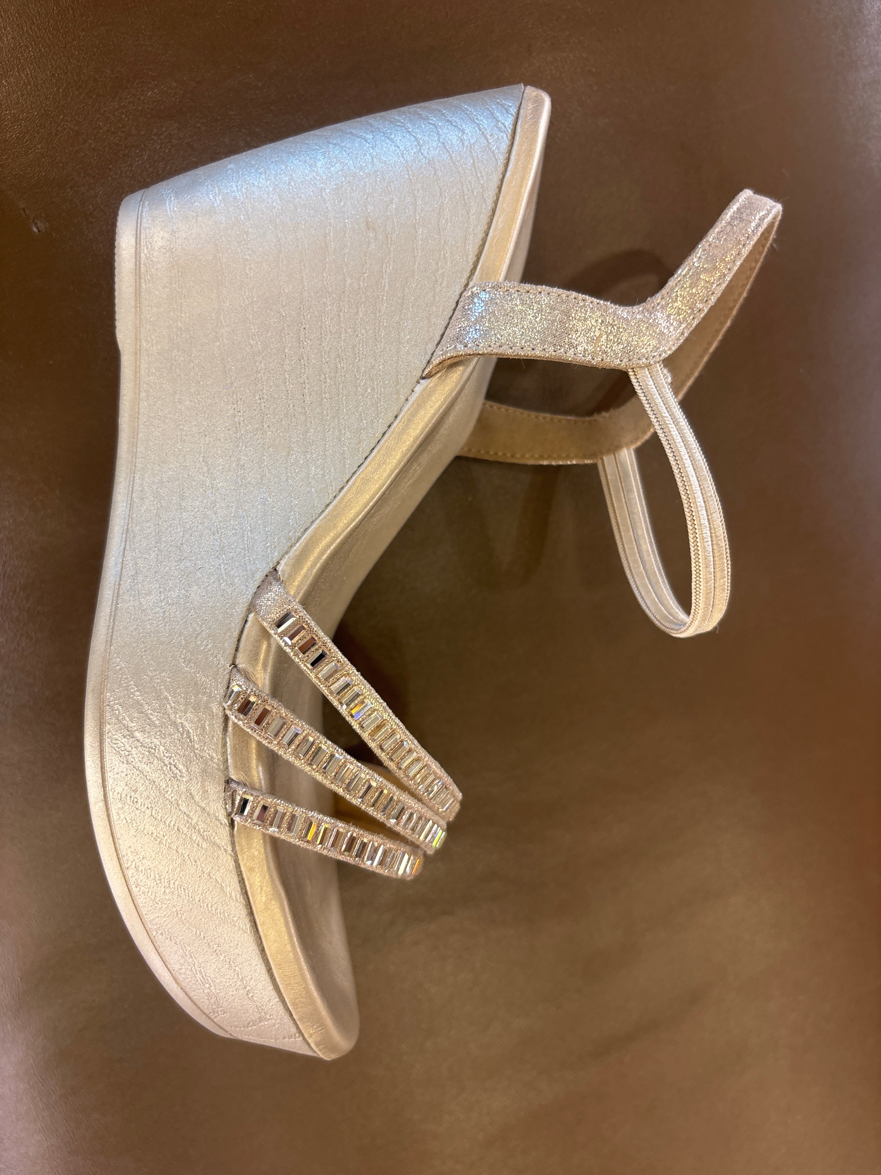 Noor Bling Back Elastic Wedge Platform Heels