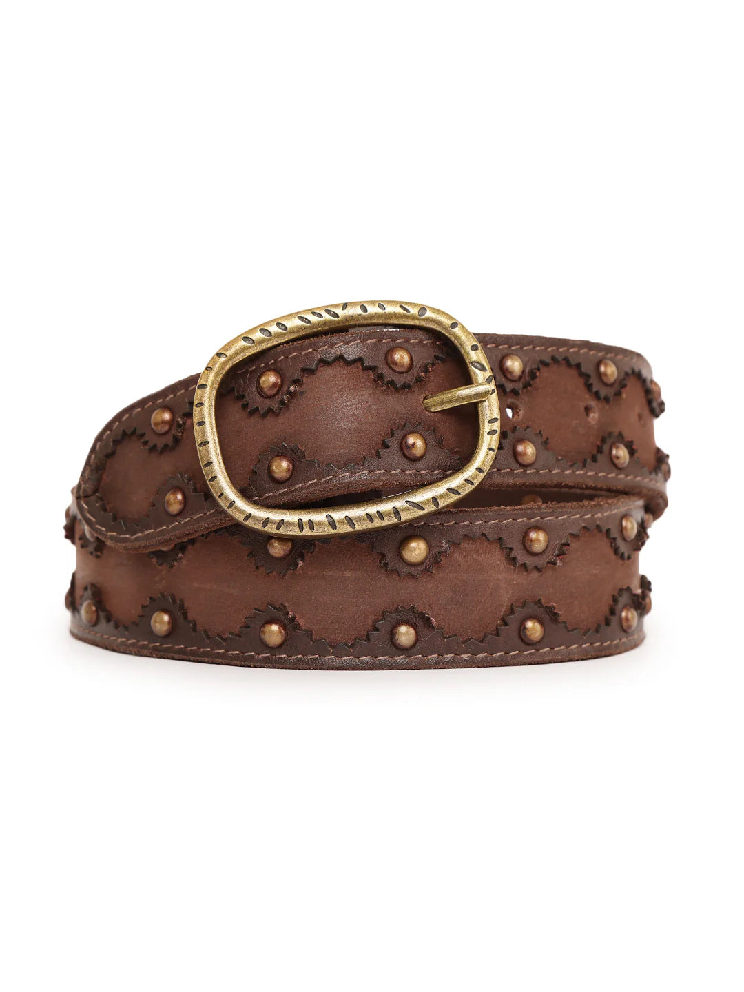 Brown Cutwork Medium width Jeans Belt