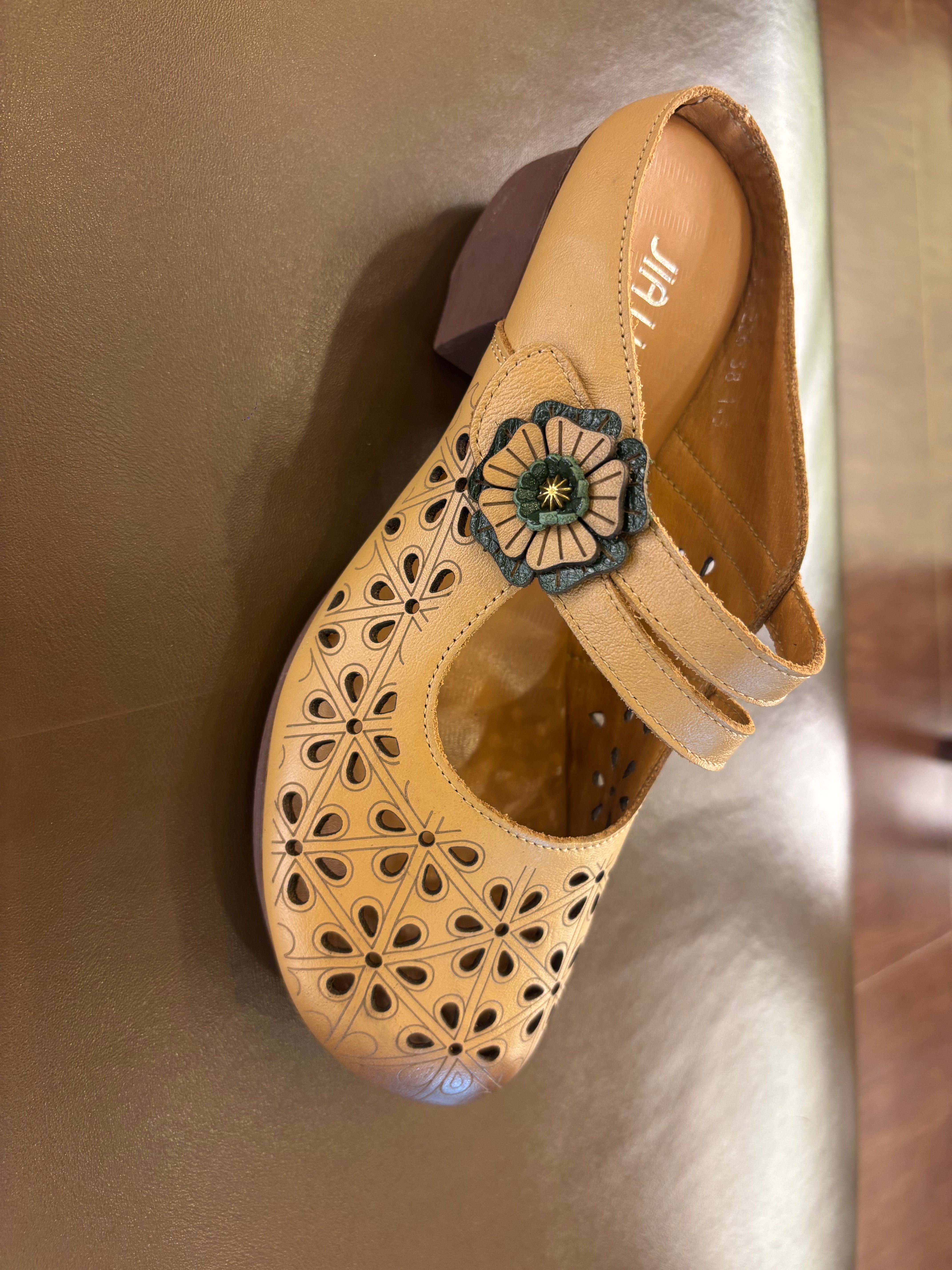 Marcia Premium Leather Perforated Slip On Mules