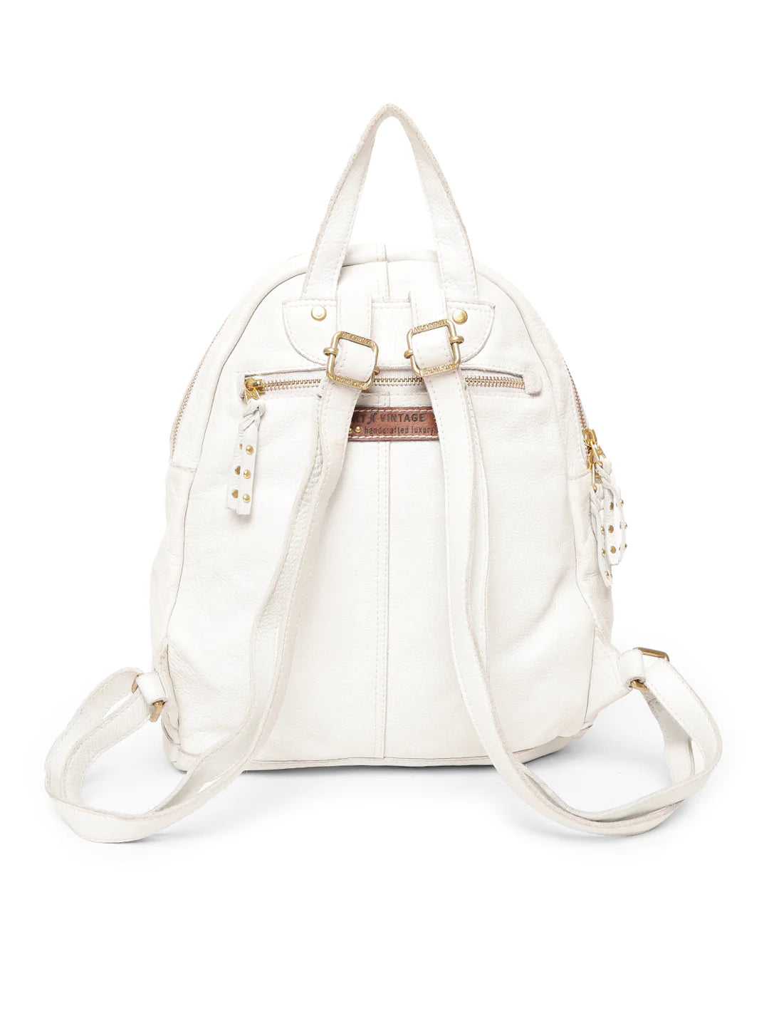 Floral Bliss: White Leather Backpack bag with Colorful Flower Embroidery