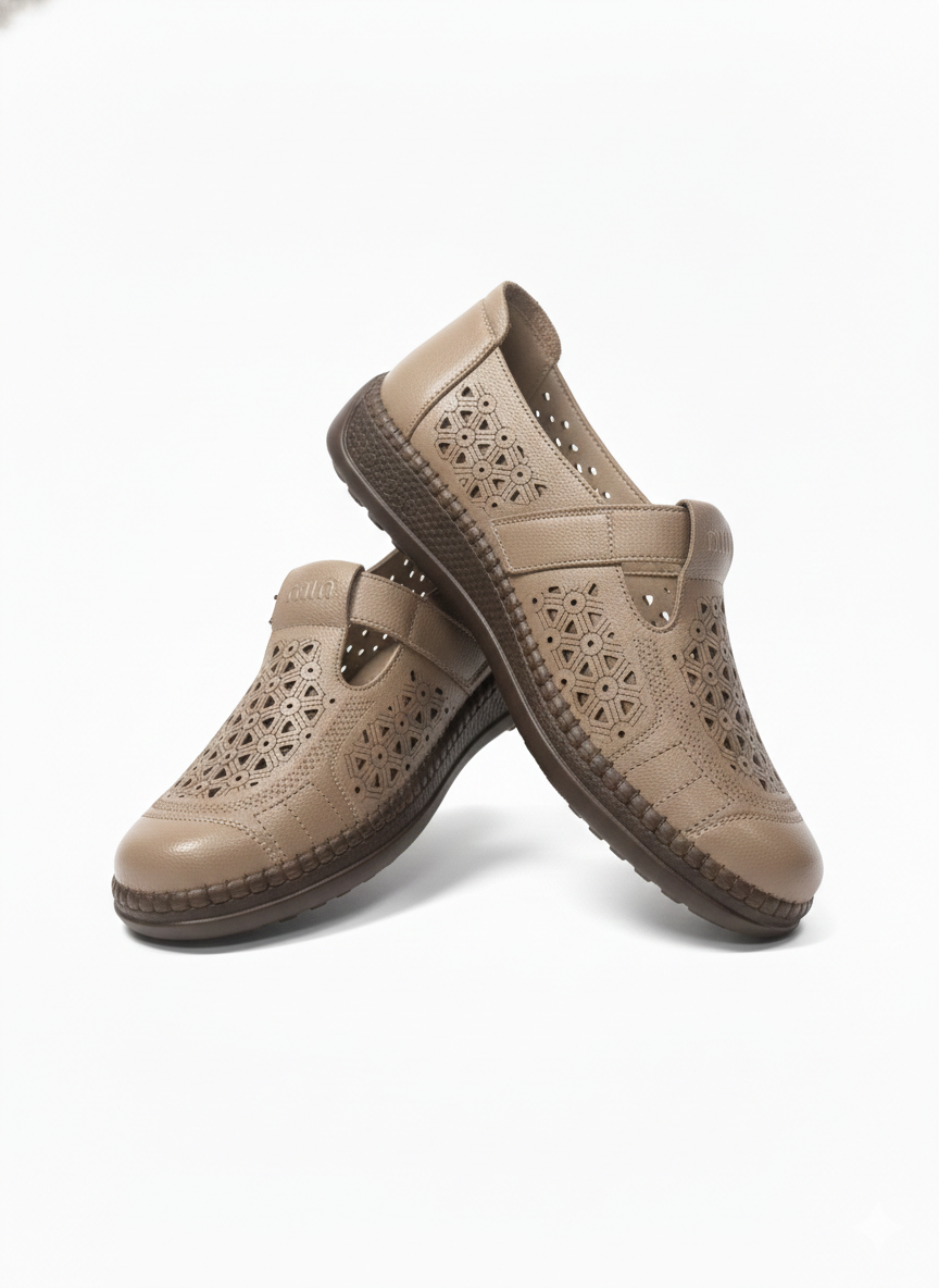 Alicia Premium Leather Ankle Strap Loafer Shoes - The Heels India