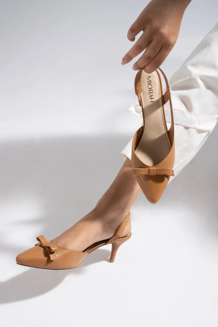 GRACE Premium Leather Slingback Kitten Heels - The Heels India