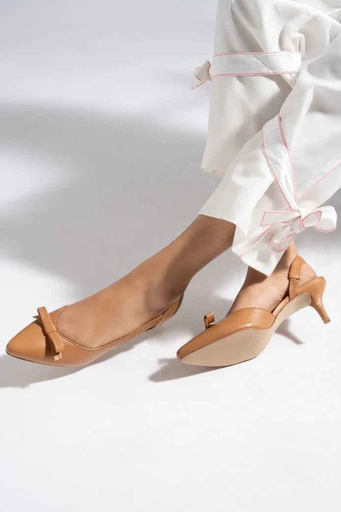 GRACE Premium Leather Slingback Kitten Heels - The Heels India