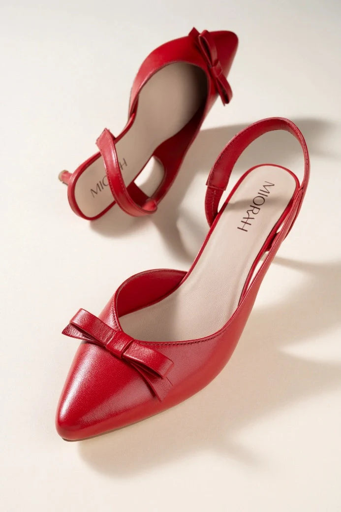 GRACE Premium Leather Slingback Kitten Heels - The Heels India