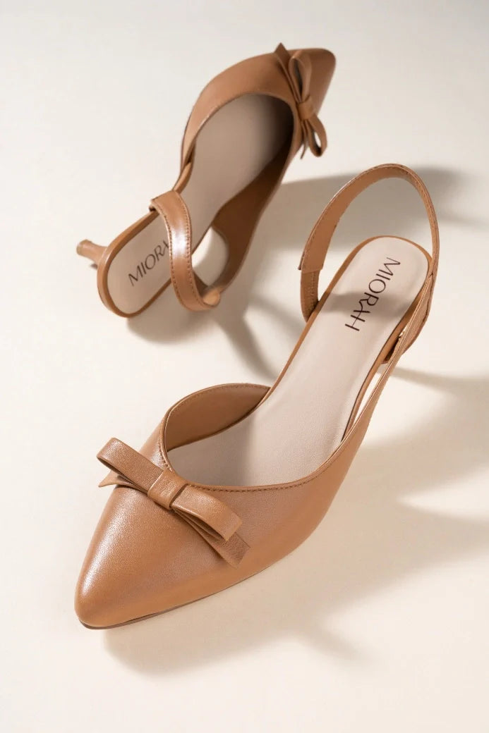 GRACE Premium Leather Slingback Kitten Heels - The Heels India