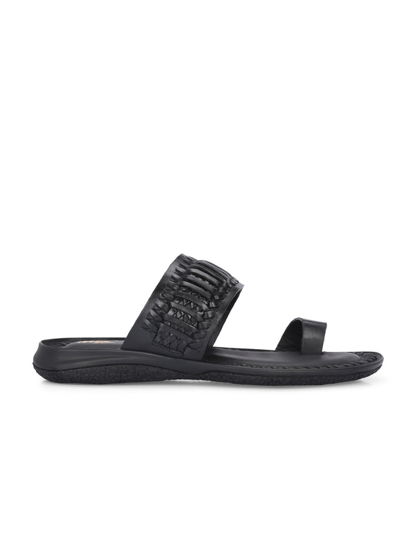 Solano Black Leather Slippers HT