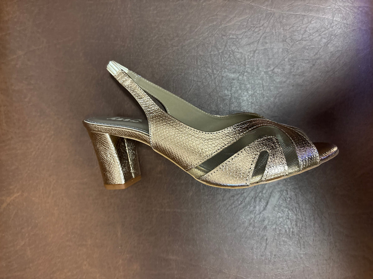 Delma Fancy Mesh Peep Toe Block Heel Sandals in Sultan - The Heels India